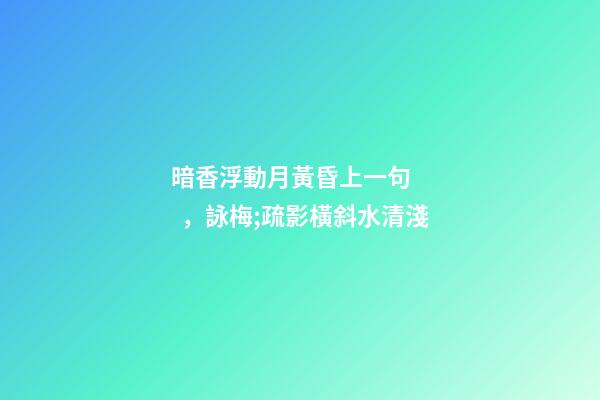 暗香浮動月黃昏上一句，詠梅;疏影橫斜水清淺